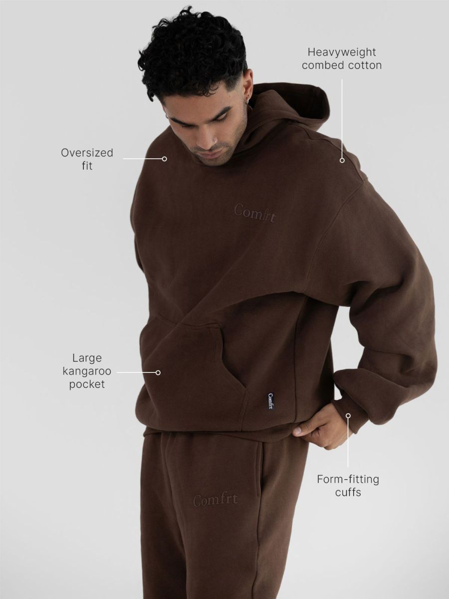 Comfrt Minimalist Hoodie in walnut color