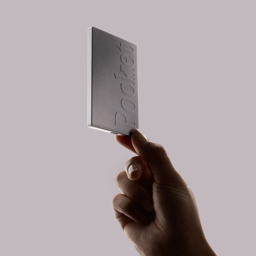 Pocket AI recorder slim design in gray